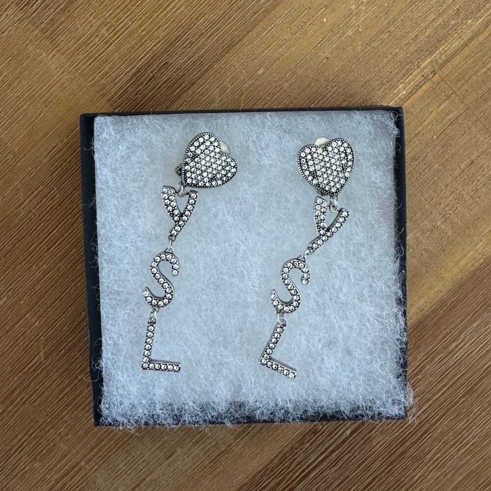 Saint Laurent Opyum - YSL Crystal Heart Clip-On Earrings